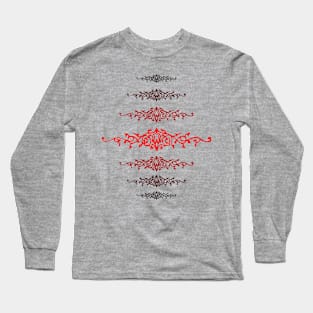 Black red tribal emblem ornament Long Sleeve T-Shirt